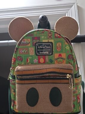 Loungefly Green Tiki Mickey Ear Mini Backpack